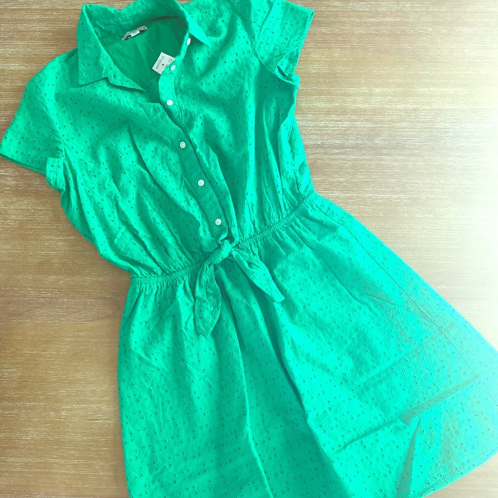 NWT - Kelly green eyelet dress - JCrew factory -XS